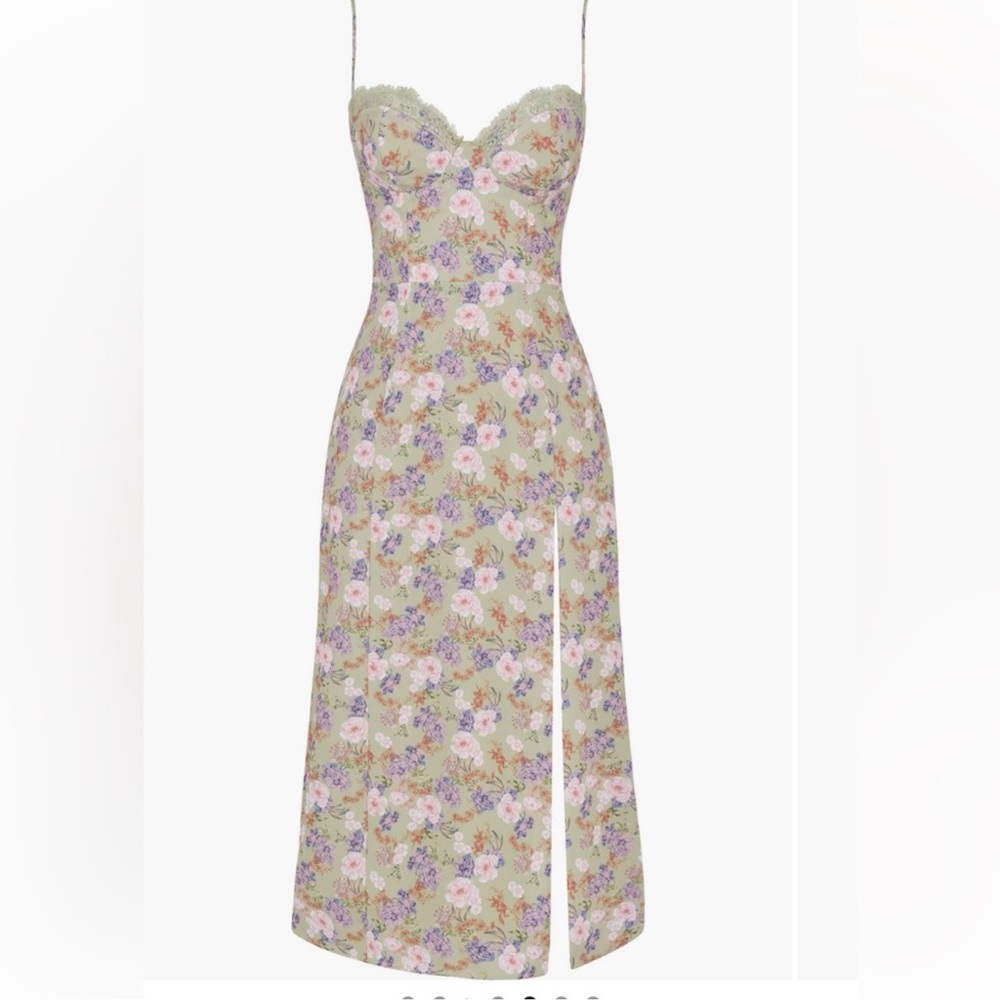 House of CB Floral Midi Dress in Sage Green and Lavender - Picture 4 of 10